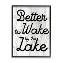 Stupell Industries Lake Phrase on Rope Pattern Inspirational Painting Black Framed Art Print Wall Art, 11 x 14