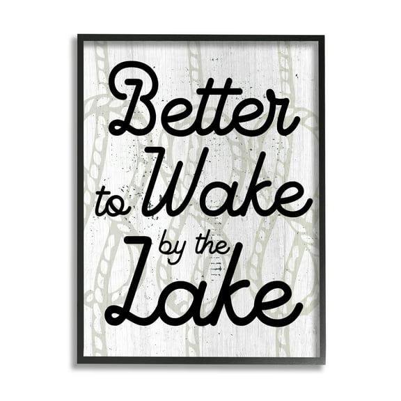 Stupell Industries Lake Phrase on Rope Pattern Inspirational Painting Black Framed Art Print Wall Art, 11 x 14
