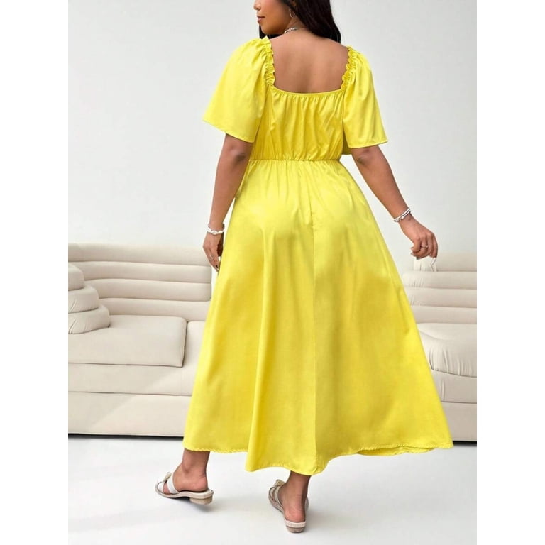 plus size yellow midi dress Amazon.com: Pinup Fashion Yellow Plus Size Dress Women Mustard Church Elegant Work Business Semi Formal Wedding Guest Cocktail Party Knee Dresses : Clothing, Shoes & Jewelry