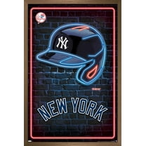 MLB New York Yankees - Neon Helmet 23 Wall Poster, 22.375" x 34" Framed