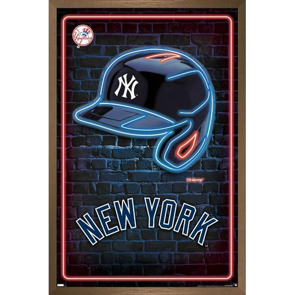 MLB New York Yankees - Neon Helmet 23 Wall Poster, 14.725" x 22.375" Framed