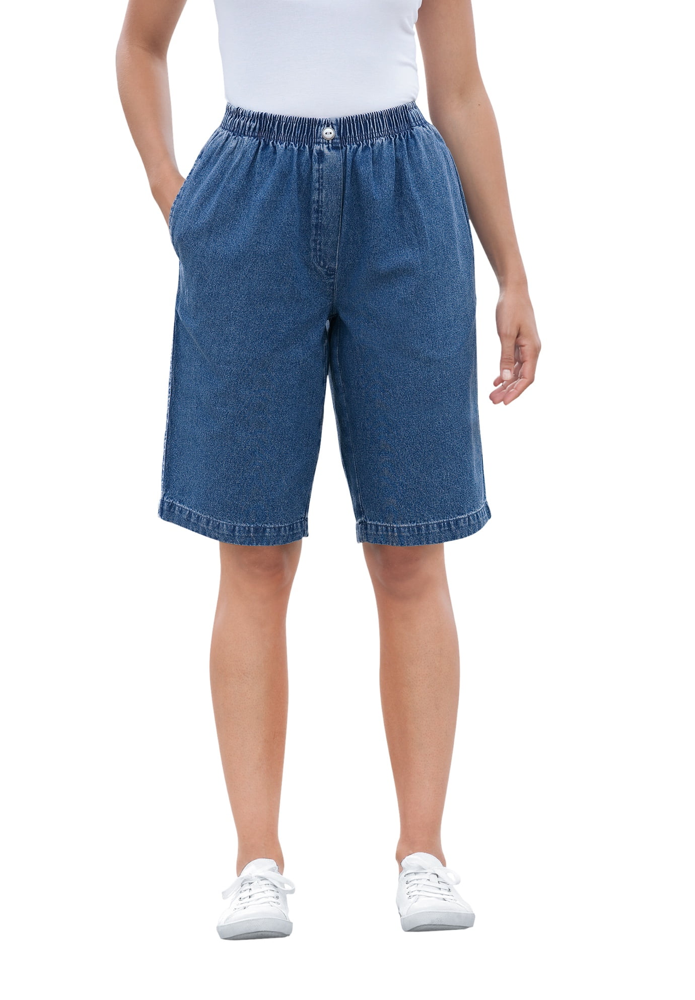 Woman Within Women's Plus Size Elastic-Waist Cotton Short Short