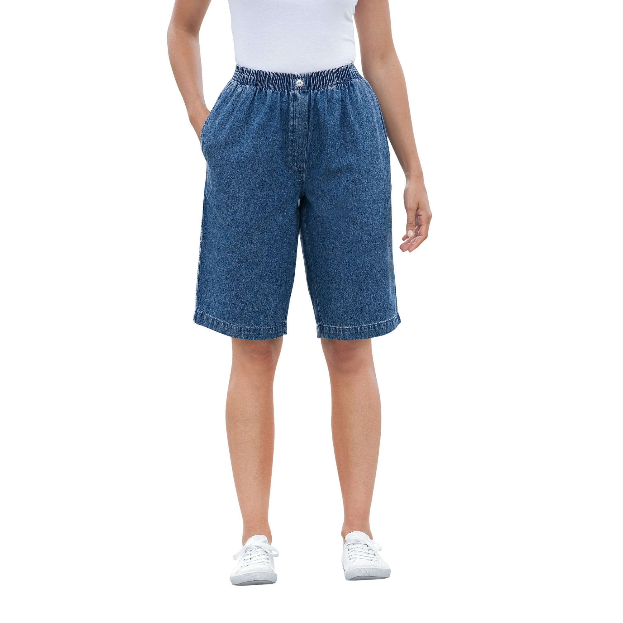 Woman Within - Woman Within Women's Plus Size Elastic-Waist Cotton Short  Short - Walmart.com - Walmart.com