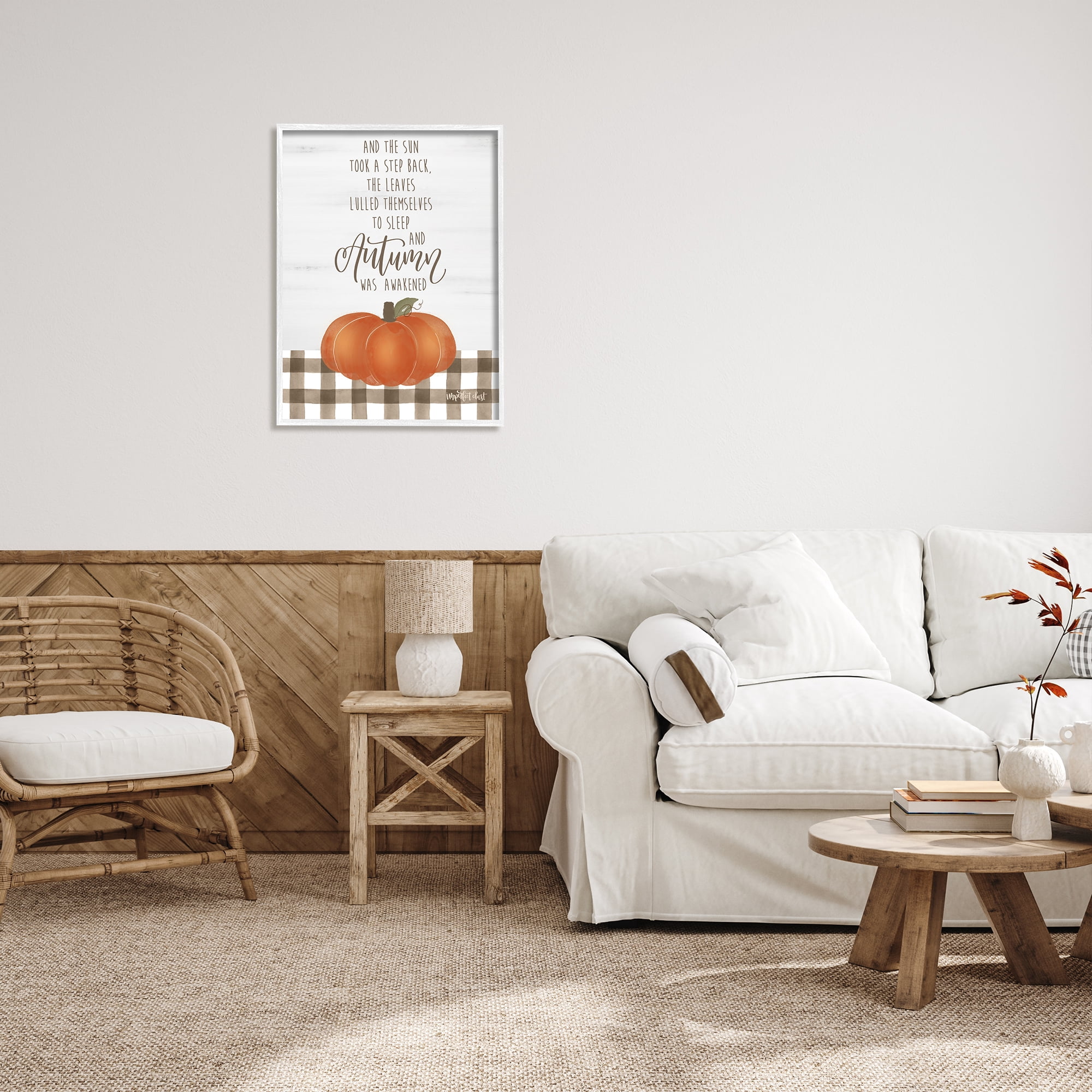 Stupell Industries Autumn Seasonal Phrase Inspirational Painting White Framed Art Print Wall Art, 24 x 30