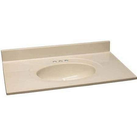 Left Bowl Vanity - Single Bowl Vanity Top (38.5 in. W x 22.5 in. D x 12.6 in. H (46.9 lbs.))