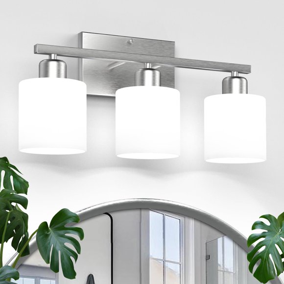 Lámpara de baño Dekang de 46 cm, níquel cepillado, 3 luces, 120 V
