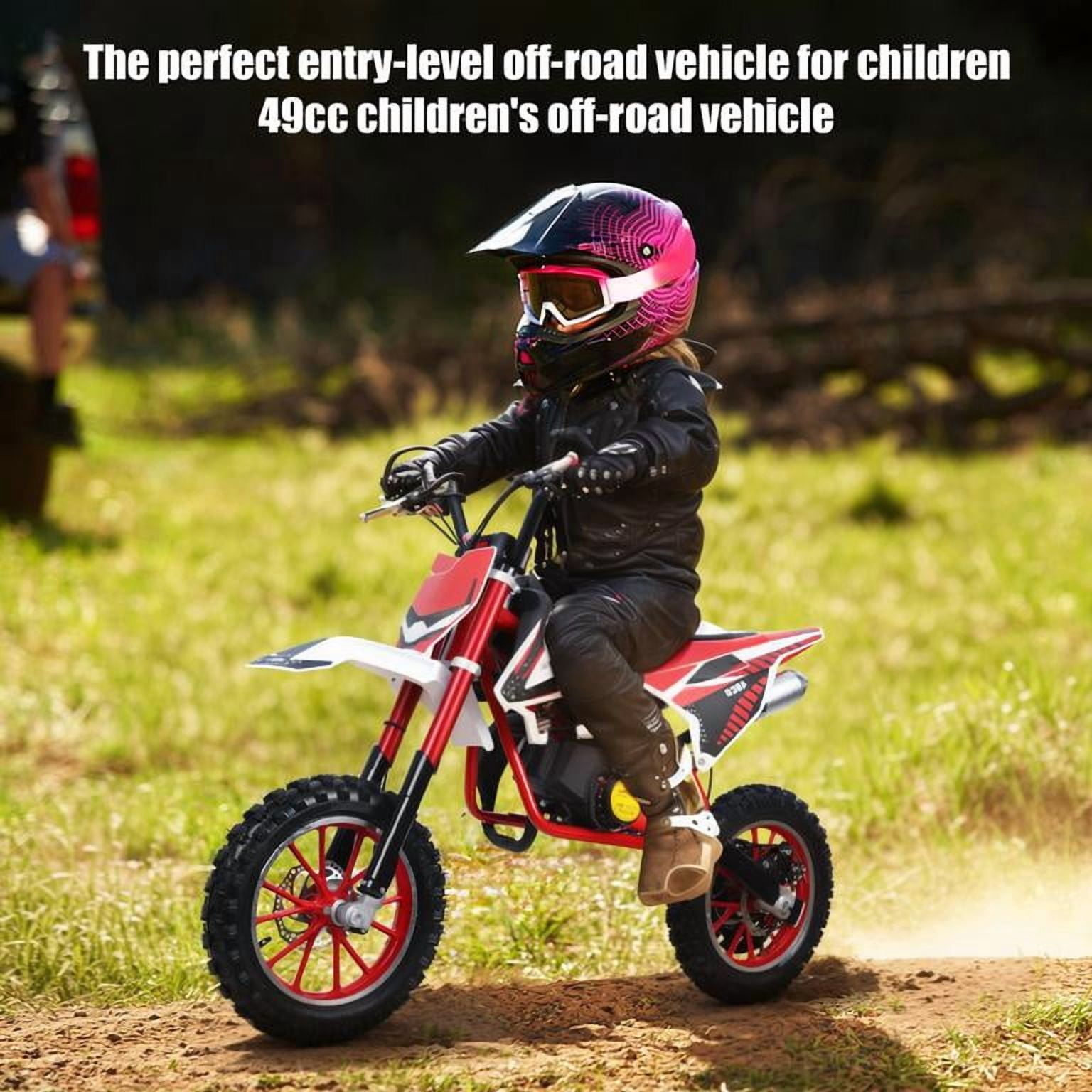 Korogimeeet Gas Powered Red Mini Dirt Bike 49cc 2-Stroke, EPA Certified Engine, Plastic Fuel Tank Lightweight, 25MPH Max Speed, 10+ Miles Range, 180lbs, 51 x 33 x 22 Inch