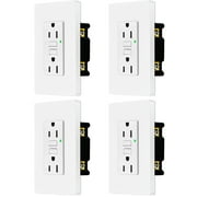 15amp GFCI Outlets, Non-Tamper-Resistant GFI Duplex Receptacles with LED Indicator, Ground Fault Circuit Interrupter with Wall Plate, ETL Listed, White, 4 Pack