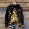 thumbnail image 3 of Women's Funny Christmas Sweater Round Neck Christmas Tree Print Knitted Top for Christmas Festive and Casual Wear,Black,L, 3 of 3