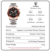 Poedagar Watch for Man Luxury Chronograph Men Watch Stainless Steel Quartz Male Watches