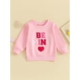thumbnail image 3 of BABAMOON Infant Toddler Baby Girls Valentine's Day Sweatshirt Long Sleeve Letter Embroidery Pullover Tops, 3 of 9