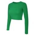 thumbnail image 3 of Made by Olivia Women's Solid Long Sleeve Round Neck Crop T Shirt Top, 3 of 4