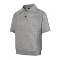 thumbnail image 4 of LIaqionyy Mens Knit Shirt Collared Short Sleeve Texture Summer Vacation Beach Stretchy Golf Tees Shirts Clothes, 4 of 6