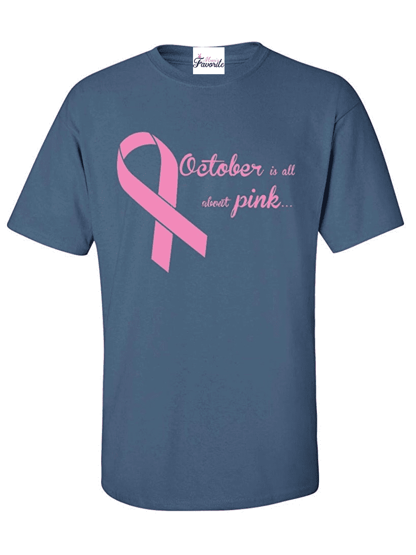 Mom's Favorite - Mens October All About Pink Cancer Awareness Short Sleeve T-Shirt - Walmart.com 