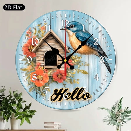 Celebrate Champagne Toast New Year Festive Round Wall Clock Silent Home Decor