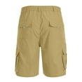 thumbnail image 4 of Mens Shorts Cargo, Elastic Waist Bermuda Shorts Summer Casual Loose Fit Multi Pockets Outdoor Jogger Short Cargos Khaki XXXXL, 4 of 5