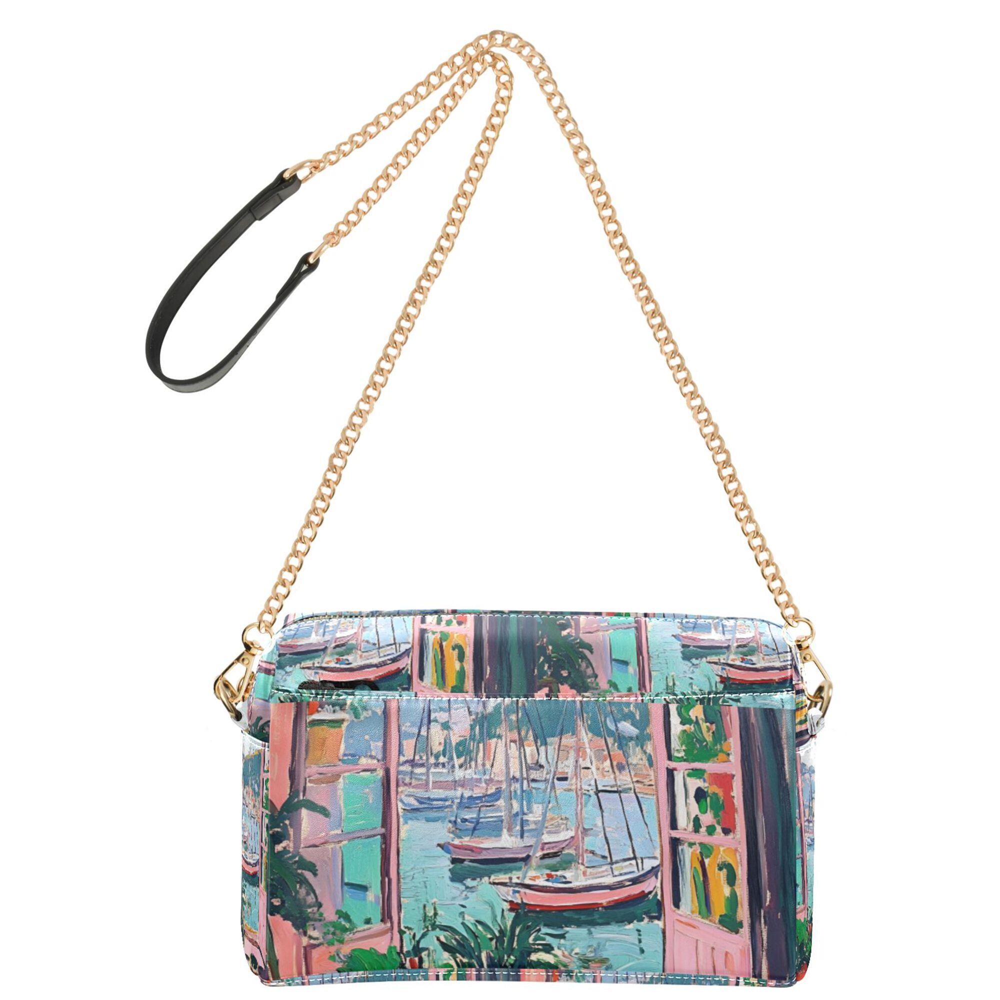 FORMRS Women Crossbody Purse with Chain Strap Vegan Leather Shoulder Handbag, Pink Door
