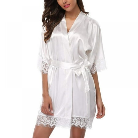 

Women s Robe Lace Stitching Sexy Half Sleeve Pajamas Pure Erotic Nightgown