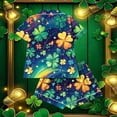 thumbnail image 3 of Fewfanhot Women's St. Patrick's Day Pajama Set, Printed Short Sleeve Button Down Top & Shorts, Soft Milk Silk Sleepwear, 3 of 6