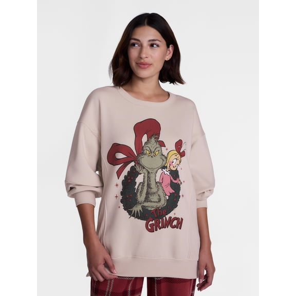 The Grinch Women's Graphic Sleep Top with Long Sleeves, Sizes XS-3XL