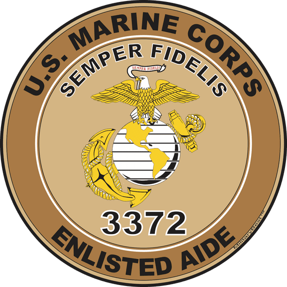 U.S.M.C. MOS 3372 Enlisted Aide Decal 3.8" - Desert Tan