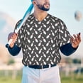 thumbnail image 5 of Zufioo Bowling Pins Print Men's Baseball Short Sleeve, Moisture Wicking Button-Down Hip Hop Tee-XX-Large, 5 of 7
