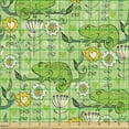 thumbnail image 2 of Ambesonne Flower Fabric by the Yard Upholstery, Chameleons on Branches, 1 Yard, Mustard Cream Green, 2 of 5