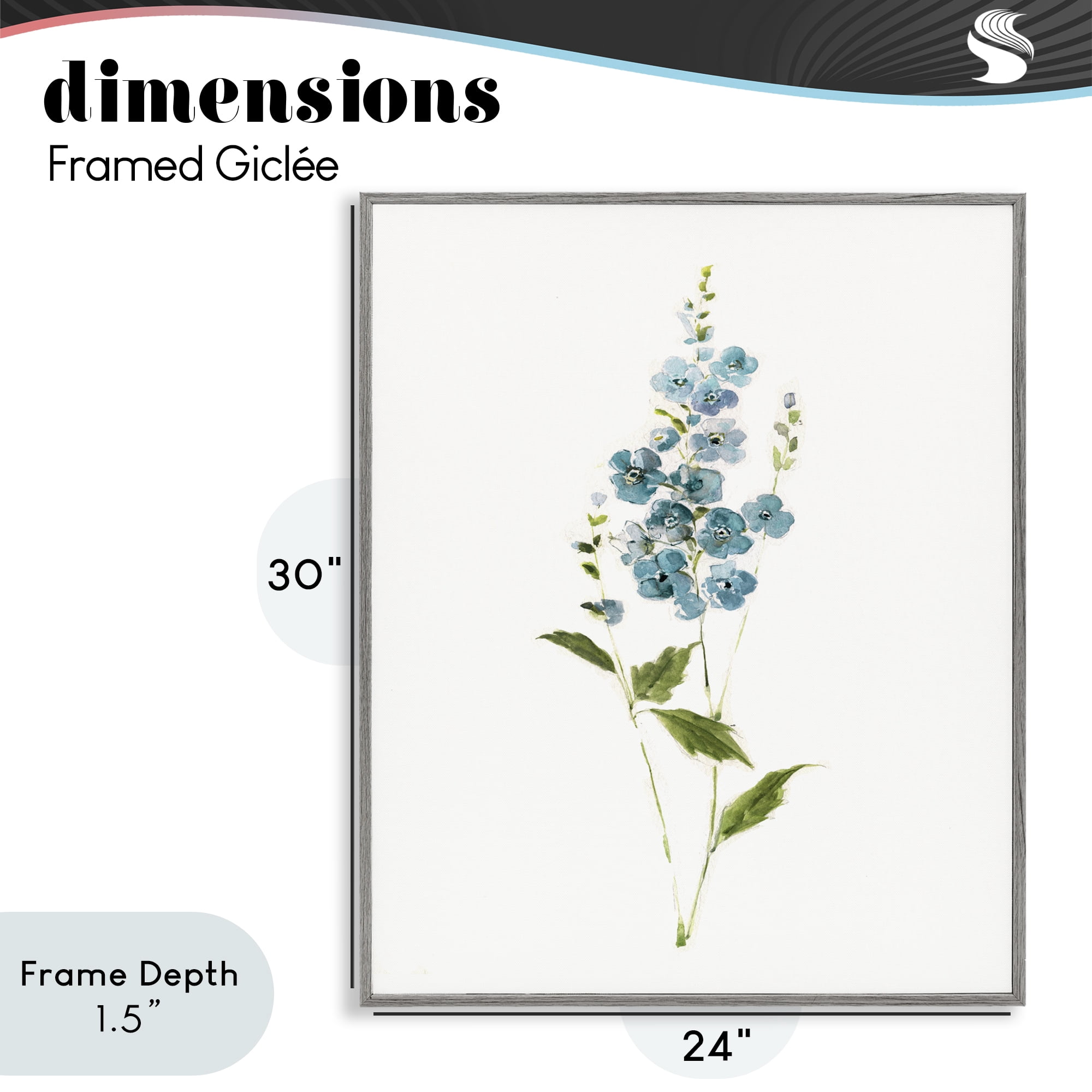 Stupell Industries Delicate Blue Sprigs Gray Framed Giclee Art, design by Sally Swatland