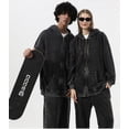 thumbnail image 4 of Women Vintage Hoodie Zip Up Acid Wash Hooded Sweatshirt Unisex Streetwear Jackets, 4 of 8