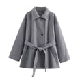 thumbnail image 1 of Manteau Trench pour Femmes, Col Double Couche Unique sur Design à Manches Longues Doux, Vêtement d'Extérieur Raffiné pour Affaires Décontractées et Rendez-Vous de Dîner Gris, 1 of 3