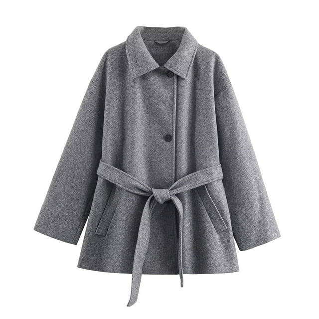 Manteau Trench pour Femmes, Col Double Couche Unique sur Design à Manches Longues Doux, Vêtement d'Extérieur Raffiné pour Affaires Décontractées et Rendez-Vous de Dîner Gris