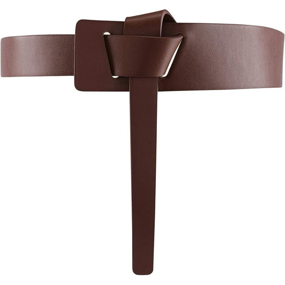 YooGuoGuo Women Fashion Knot Belt for Dress Jeans Cowhide PU Leather Tie Waist Belt No Buckle Cinch Belt