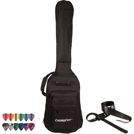 ChromaCast Bass Guitar Soft Case, Padded Gig Bag, Includes Strap &