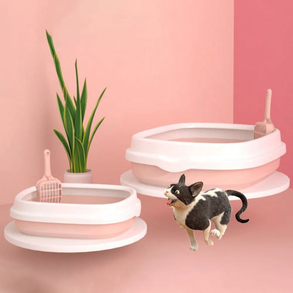 Cheers.US Semi-closed Detachable Anti-splash Pet Cats Sand Litter Box Toilet with Scoop,Portable, Lightweight, Eco-friendly Dismountable design for easy cleaning