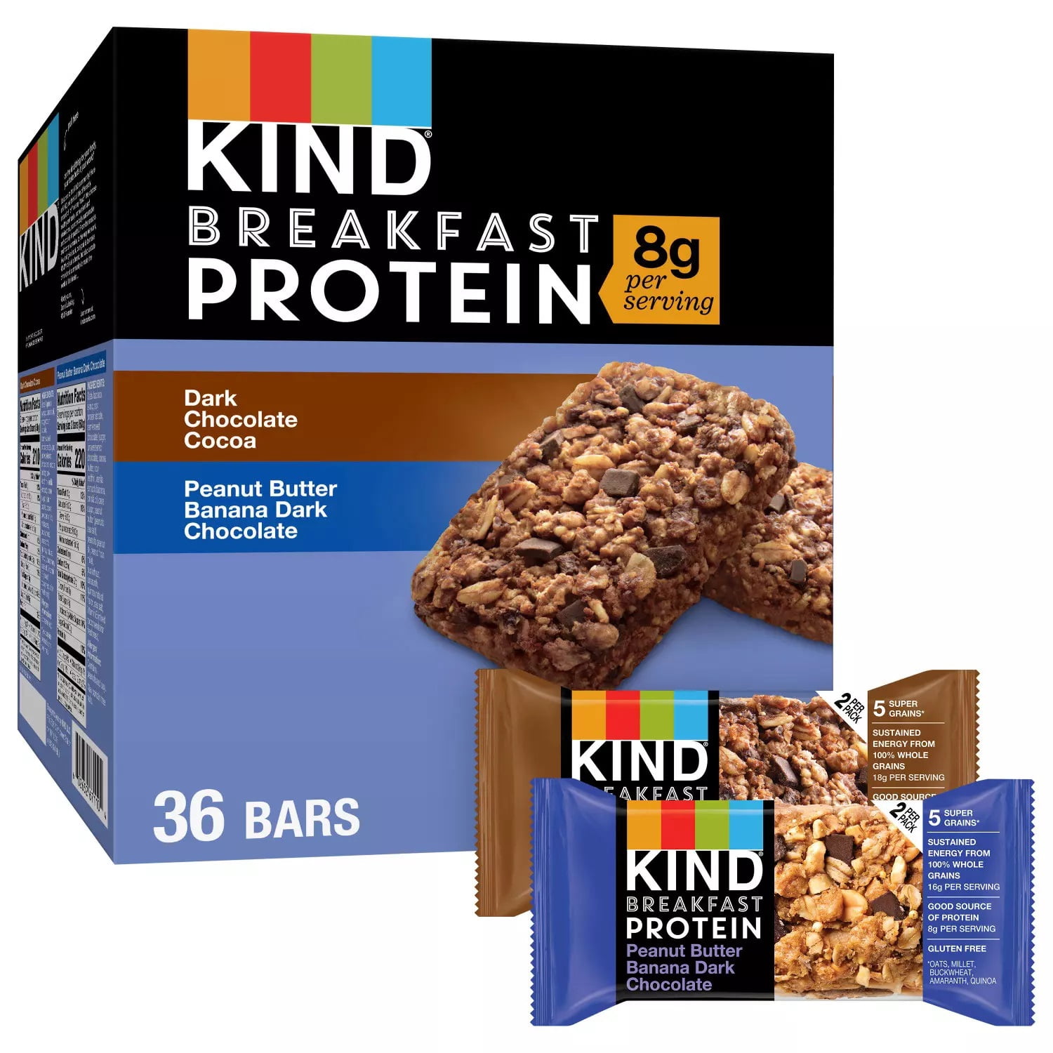 KIND Breakfast Protein Bars, Variety Pack, 1.76 Ounce (Pack of 18)