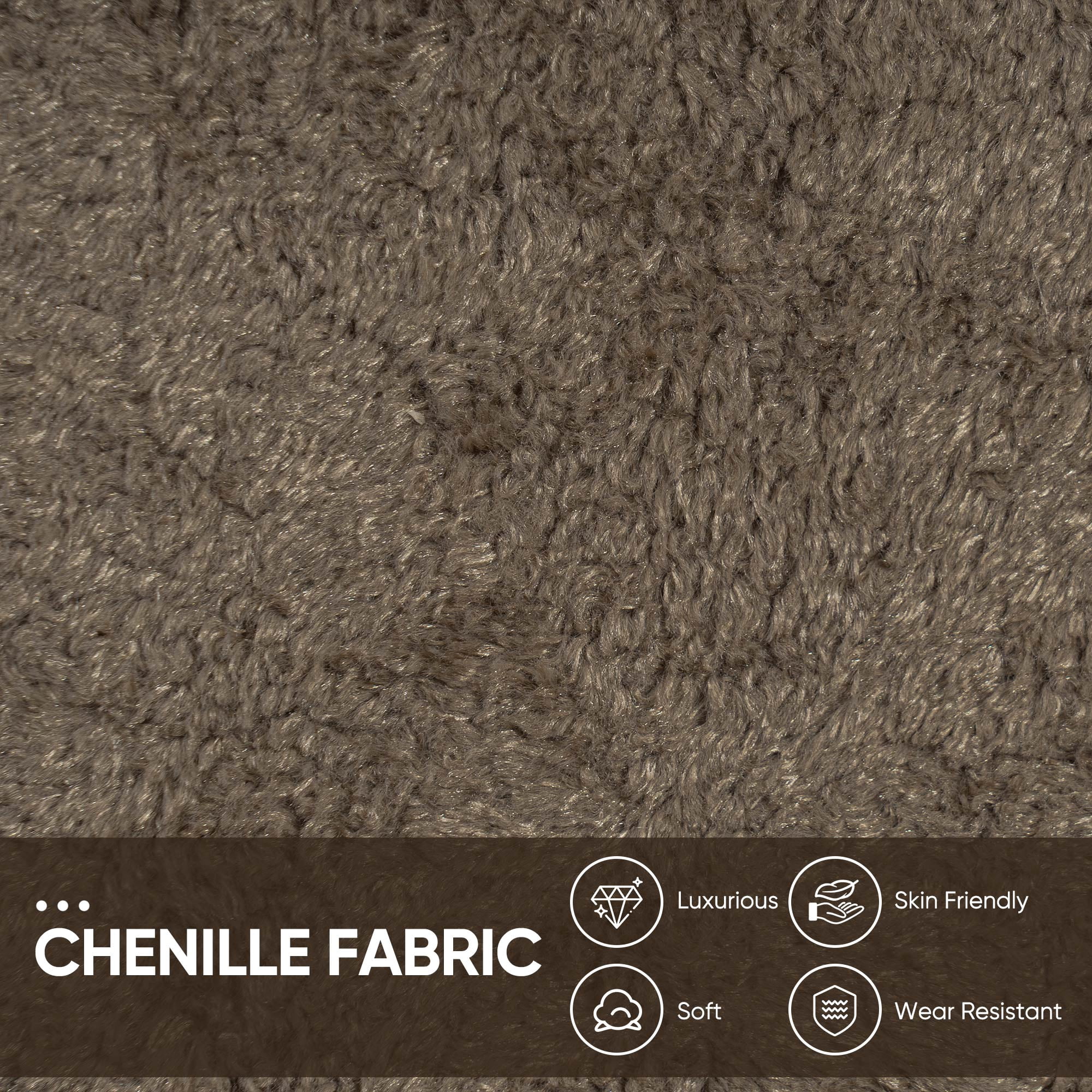Lunale 78" Chenille 3-Seater Sofa, Modern Mid‑Century Upholstered Couch for Living Room, Apt., Tufted Design & Wood Legs, Dark Brown