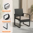 thumbnail image 4 of Conjunto bistró de 3 piezas para patio de ratán PE negro - Muebles exteriores con mesa de vidrio templado - Sillas resistentes a la intemperie - Cojines grises incluidos, 4 of 8
