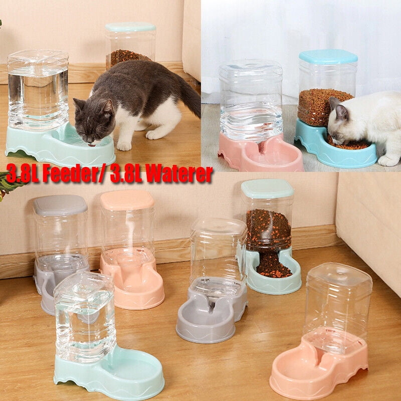 WEISIPU 3.8L Automatic Pet Feeder Large Cat Dog Food Dispenser/Water Fountain Drink Bowl