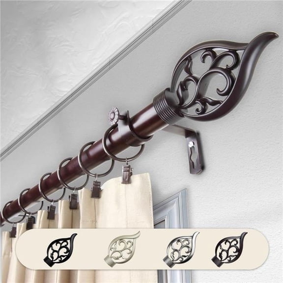1 in. Dia. Clair Curtain Rod, Mahogany - 120-170 in.