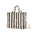 thumbnail image 7 of FORMRS Womens Corduroy Tote Bag Crossbody Shoulder Handbag with Pocket, Black Abstract Stripes, 7 of 7