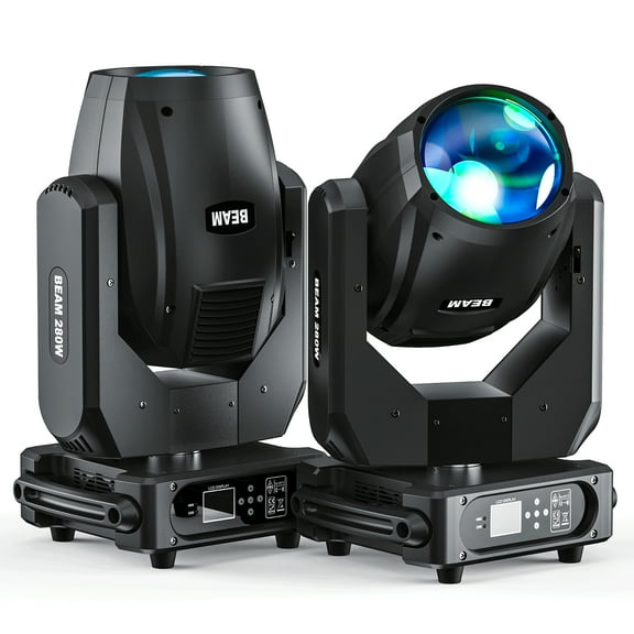 2-Pack Moving Head Beam Light 280W DMX512 with 14 Gobos 14 Colors 2 Prisms for Party Disco Show