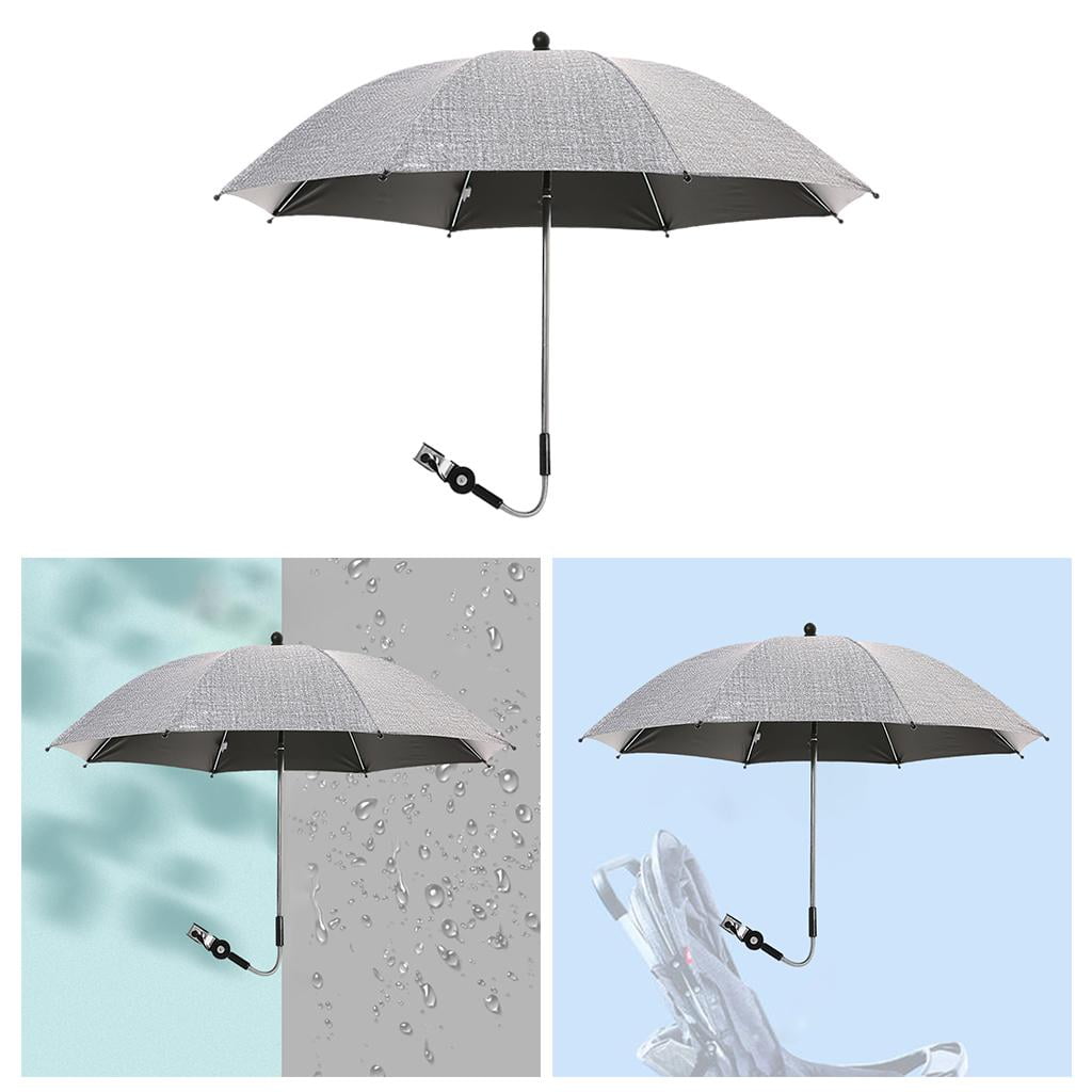LeeQinersw Baby Stroller Parasol Clamp-On Shade Umbrella Sun Shade Parasol Rain Protecter Gray