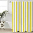 thumbnail image 2 of Extra Long Shower Curtain 72x96 Inch, Yellow Stripe Shower Curtain Waterproof Bathroom Decor Geometric Grey White Vertical Striped Fabric Bath Curtain Set Accessories with Hooks, 2 of 6