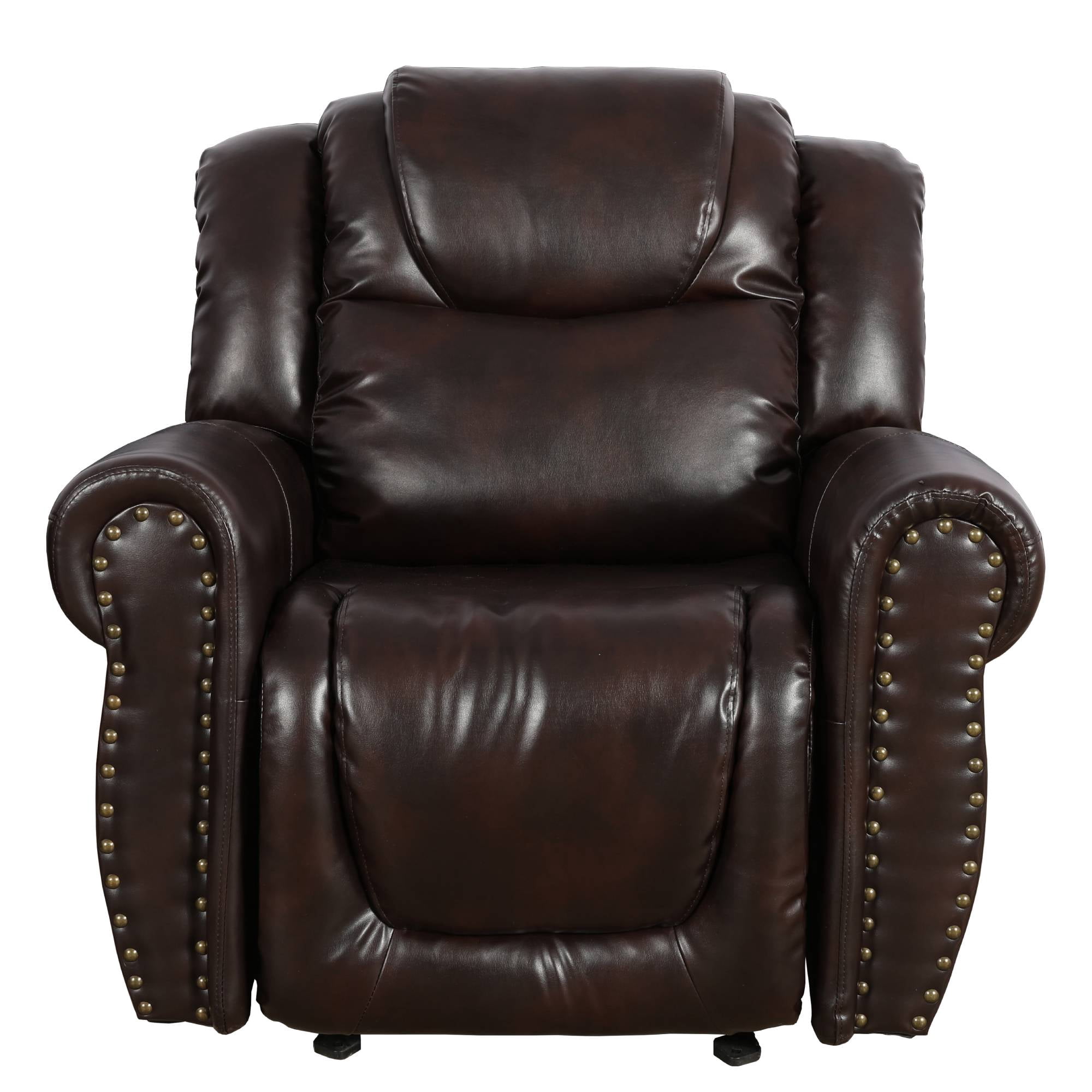 Manual Leather Recliner Chair Reclining Sofa Chair, Home Theater Seating for Living Room, Espresso