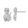 thumbnail image 1 of Sterling Silver Cat Earrings with Cubic Zirconia (CZ)s, 1 of 5