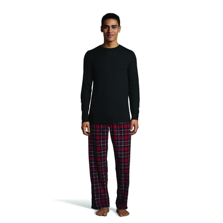 Men's Thermal Waffle Crew & Fleece Plaid Pant Xtemp Set