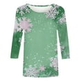 thumbnail image 4 of Women 3/4 Sleeve Shirts Christmas Pullovers Christmas Tree Printed Tees Santa Claus Graphic Sweatshirt Loose Casual Outfits Garland Clothes Shining Stars Garments Tops, 4 of 5