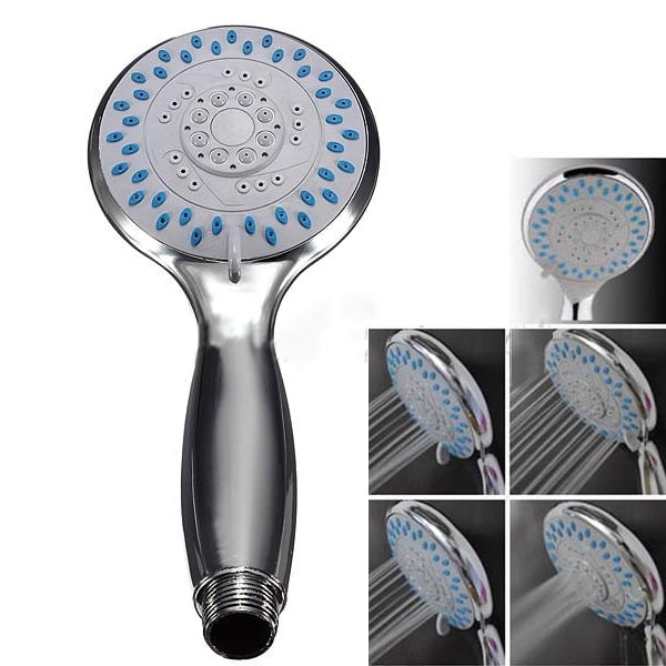 Shower Head Universal 5 Way Mode Function Chrome Handheld Bathroom