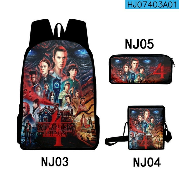TIKTOK Stranger Things 4 Bolsa Escolar Mochila De Escuela Primaria Set Cosas Extrañas 4 Juguetes Para Niños Deportiva Aligeramiento Cremallera Hombros Al Aire Libre
