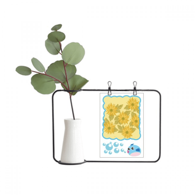 Hand Painted Flower Sunflower Greenery Transparent Glass Hanging Vases Decoration Bottle